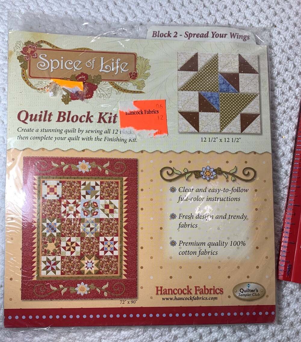 Spice of Life Quilt kit Block 2 Spread Your Wings